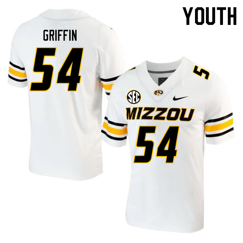 Youth #54 Luke Griffin Missouri Tigers College 2023 Football Stitched Jerseys Sale-White - Click Image to Close
